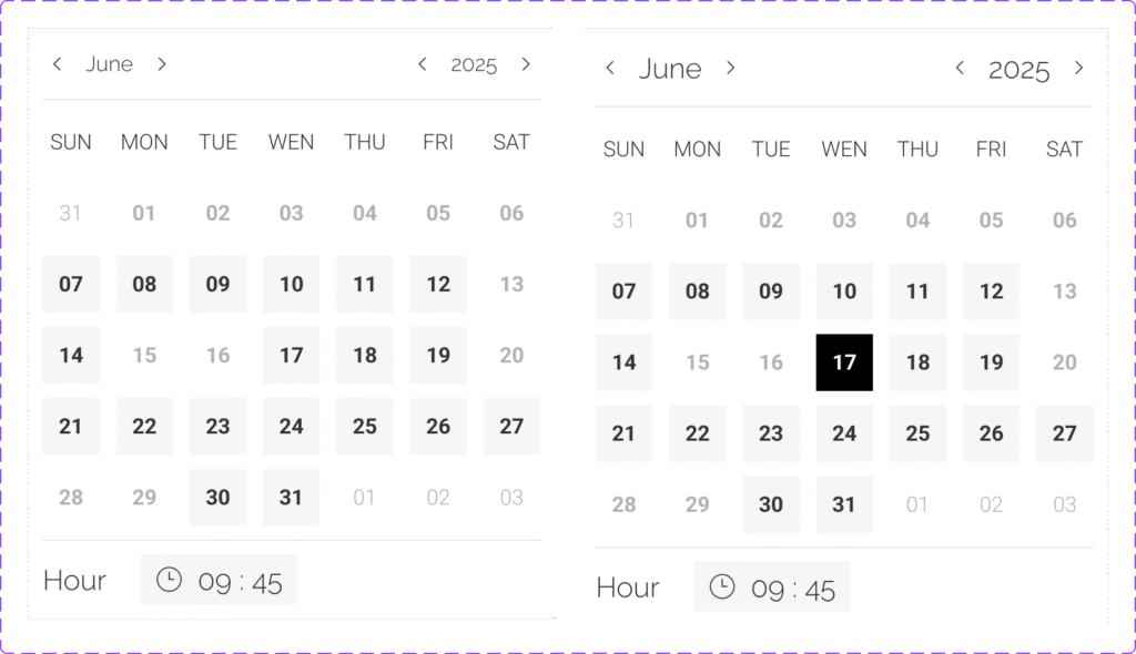 Componentes — calendário
